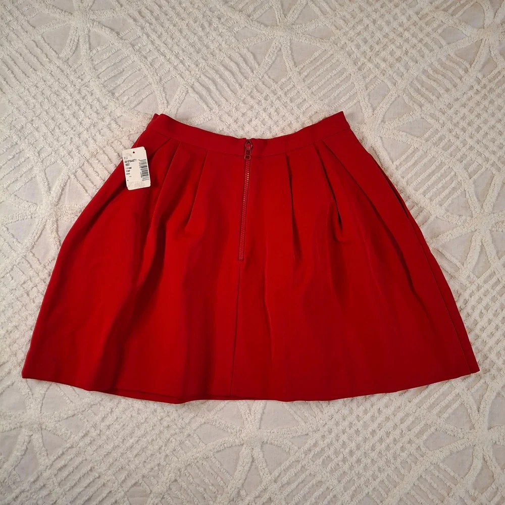 Pink‎ Tartan Tiffany Red Pleated A-Line Stretch Skirt Womens Size 8 Pockets NWT